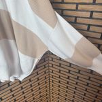 Free People  Tan And White Checkered Sweater Size Medium Photo 5