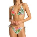 Sea Level Dolce Green Floral Print Tie Side Bikini Swimsuit Bottoms Size 6 Photo 0