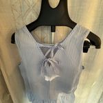 J.Crew Blue & White Striped Bow Tie Back Peplum S Photo 3