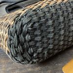 Brighton Edna Black Leather and Woven Raffia Straw Shoulder Bag Photo 5