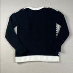 Tibi  Black and White Geometric Sweater with Blue Accents
Size: Small Photo 2