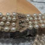 EUC City Studio Navy Halter Maxi Dress Beaded Pearl Neck Line Size 3 Blue Photo 8