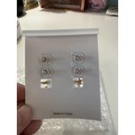 BaubleBar  Gold Tone Studs Hoop Earrings Set Champagne Glass‎ Bow Diamond Charm Photo 2
