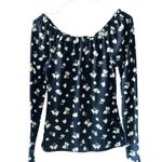 No Boundaries  Black Floral Top Scooped Ruffled Juniors 7/9 Long Sleeve Simple Photo 3