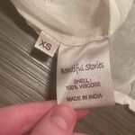 Beautiful Stories Off White Sheer Sequin Patch Long Sleeve Blouse Size XS White Photo 5