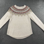 Loft Sweater Women Small Petites Shimmer Fair Isle Long Sleeve Holiday Photo 0