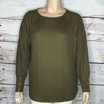 Belle by Kim Gravel NWT Sz XL Olive Green Raglan Sleeve Thermal Waffle Knit Top Photo 0