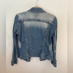 Gap Womens Blue Jean Denim Jacket Size L Stretch Cotton Distressed Button Front Photo 5
