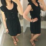 Loft  Black Short Sleeve Collared‎ Belted Button Front Dress Size Small Nwt Photo 1