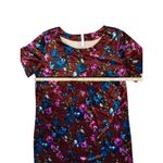 Women's Large Velvet Floral Shift Dress Short Sleeve Party Cocktail Photo 4