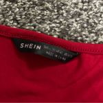 SheIn Red Criss cross crop long sleeve low cut top L Photo 3