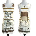 Vintage 90s Y2K Save The Queen Western Horse Punk Bodycon Striped Dress XXL Brown Photo 0