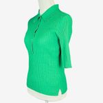 A New Day henley sweater top Sm Green ribbed polo collar Photo 2