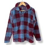 Eddie Bauer Eddie‎ Bauer Pullover Jacket Plaid Faux Fur Fleece Size Small Sweatshirt Women Photo 2