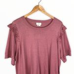 Kate Spade  Light Pink Eyelet Ruffle Short Sleeve Sweater Photo 3