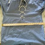 Free Assembly Oversized Striped Lace Up Cotton Hooded Blouse Top Sz S Blue Photo 5