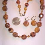 Amber Color Lucite Boho Beaded Necklace and Earring Set Brown Photo 4