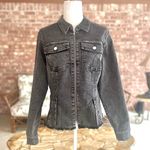 Venus  Jacket Top Denim Lace up Back Grey Fray Hem Distressed Asymmetrical 10/12 Photo 4