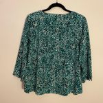 Chico's Green Black White Spotted Crewneck 3/4 Sleeve Shirt Women's size 3 / XL Photo 4