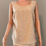 Donna Karan  FEATHERY TEXTURED BROWN TAN BLOUSE LARGE TANK LIGHTWEIGHT #119 Photo 1