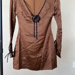 House Of CB  Sakina Long Sleeve Satin‎ Minidress Espresso Coffee Brown NWOT sz XS Photo 8
