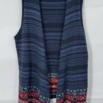 CHAPS Southwestern Open Front Sleeveless Cardigan Women Large Blue Aztec Indie Photo 0