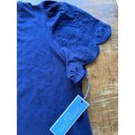 Draper James Blouse Women's Navy Blue Preppy Southern Eyelet Sleeve Sz L New Photo 7