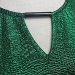 Cato Kelly Green Blouse Women M Flutter Split Sleeve Top Shiny Shimmery New Years Eve Photo 2