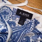 A Byer A. Byer Blue and White Paisley Blouse Photo 2