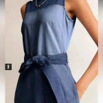 BODEN Hotch Denim Midi DressHotched Denim Size 6p Blue Photo 3