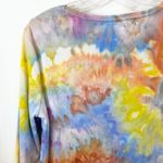 Chico's  Large Top Handmade Tie Dye V Neck 3/4 Sleeve Earthy Boho Orange Blue 1746 Photo 7