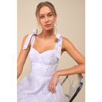 Lulus NWT  Glamorous Sweetie Lavender Burnout Tie-Strap Bustier Midi Dress Size L Photo 6