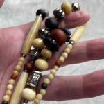 Vintage Tribal double strand necklace real stone carved bone metal beads Silver Photo 8