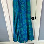 Theia evening event gown size 2 mermaid floral ruched designer formal wedding Blue Photo 5