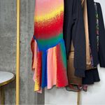 AMUR Asymmetrical Jacquard Knit Skirt in Rainbow Blue Photo 9