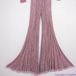 Free People NEW  Pink Long Sleeve Knit Flare Pleated Lady Luck Jumpsuit, L‎ Photo 12