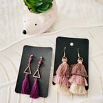 Tassel Boho Triangle Earrings Set Women Purple Brown Cream Dangle Ombre Jewelry Photo 2