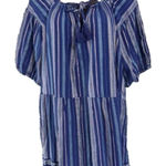 Wonderly Dress 1X Blue White Striped Dress Tiered Boho Puff Tassel Tie Coastal Photo 0