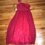 Aspeed One Shoulder Asymmetric Formal Evening Prom Gown Chiffon Overlay Embellished Bright Fuchsia Hot Pink Colorful Chiffon Coastal Coquette Photo 4