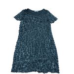 Notations Black Ruffle Sparkle L Dress Short Sleeve Shimmer Party Cocktail Photo 1