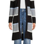 No Boundaries NWT Womens  Lace Back Duster Color Block Sweater Cardigan - Sz XS Photo 0