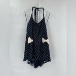 Free People  High Strung Playsuit Romper Polka Dot Bow Backless Sz medium Photo 4