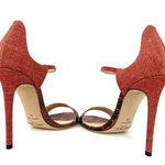 Jimmy Choo Moxy Coral Pink Elaphe Raffia Heel Ankle Strap Sandals Size EU 40 Photo 6