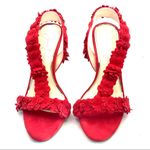 Jessica Simpson "JESSIN" RED FABRIC FLORAL DETAIL STILETTO HEELS (6M) Photo 7