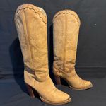 Zodiac Vintage  USA Embroidered Tan Western Cowgirl Knee High Boots size 7 Photo 2