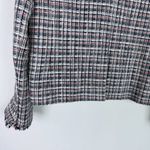 J.Crew  Tweed Fringe Plaid Blazer Jacket Navy Blue Red White Size 10 EUC Photo 13