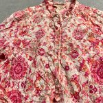 Rebecca Taylor  Pink & Cream 100% Cotton Floral Print Button Up Blouse Size 6 EUC Photo 2
