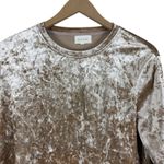 MELLODAY Crushed Velvet Top Womens S Taupe Long Sleeve Ruched Whimsigoth Soft Photo 3