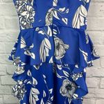 La Peteau Floral Ruffle Bow Cutout Midi Dress 6 Blue Photo 11