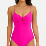 Trina Turk  Women’s High Leg Tie Front One Piece Swimsuit – Size 2, Hot Pink NWT Photo 0